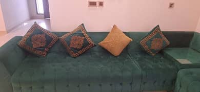 L-Shaped Sofa Set Green Colour