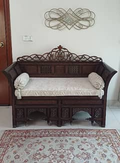 REAL Solid Wood Carved 2 Seater Sofa with foam and 2 cushions