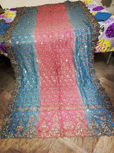 pure chiffon +bnarsi lehnga double shade 3