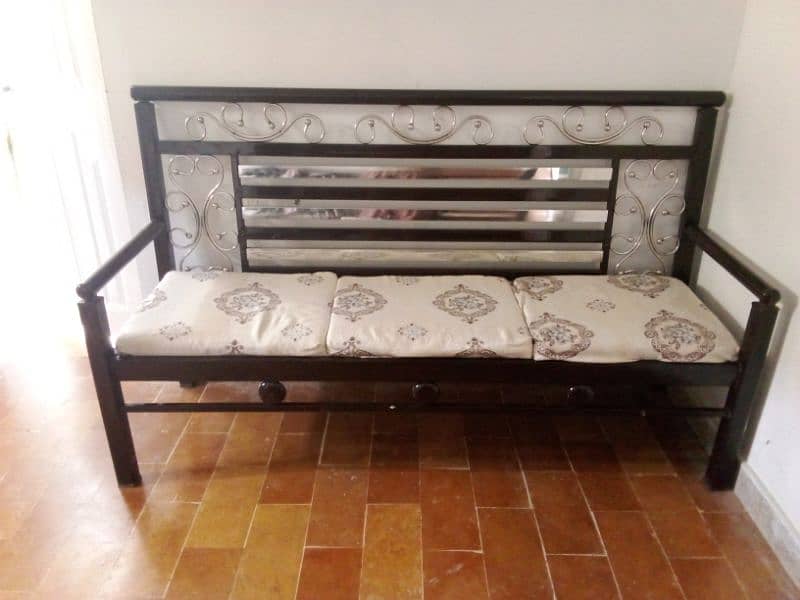 Iron sofa set brown & silver 1