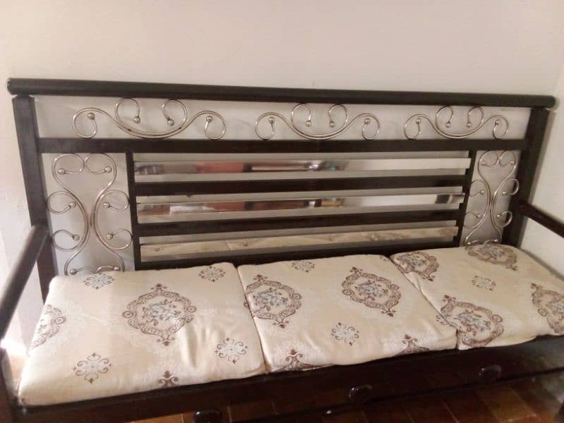 Iron sofa set brown & silver 3