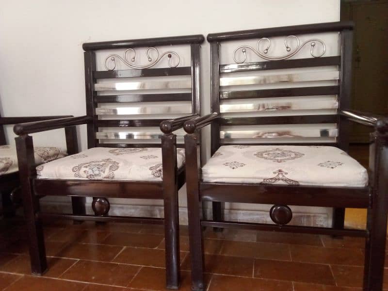 Iron sofa set brown & silver 4