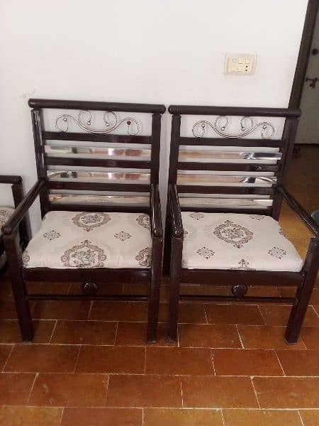 Iron sofa set brown & silver 5