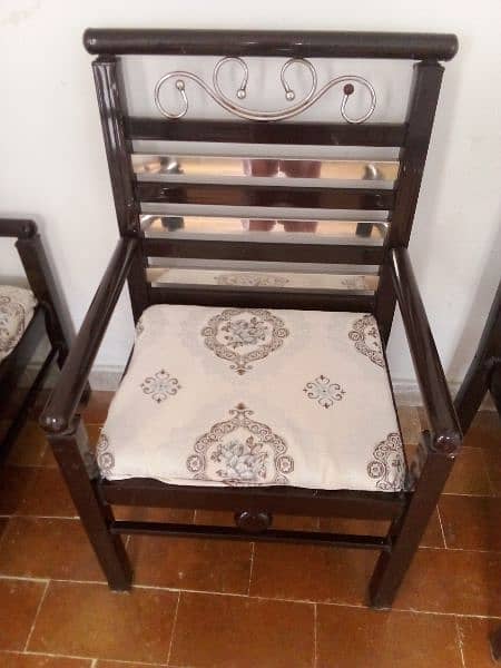 Iron sofa set brown & silver 6