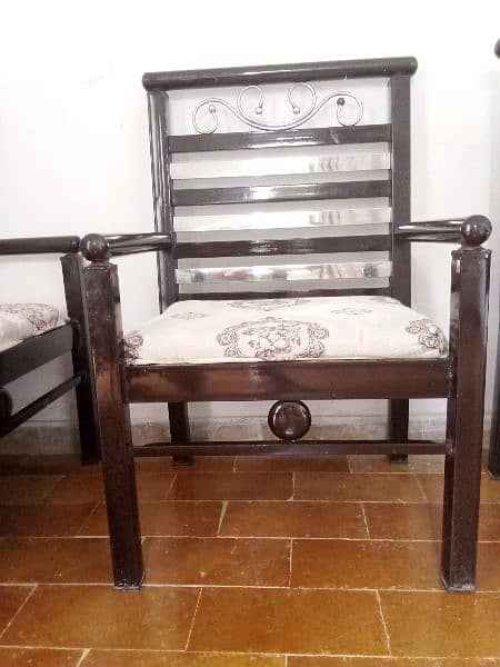 Iron sofa set brown & silver 7