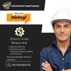 Electrician Required, Electrician Job in Multan (Amir Brother Foods)