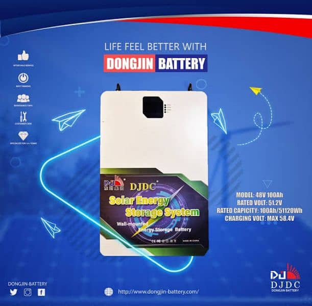 Dongjin DJDC 48 100Ah lithium phosphate battery 3year warranty 0