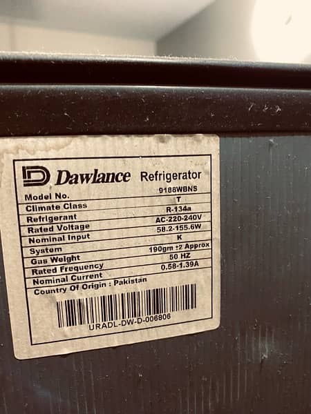 DAWLANCE LARGE SIZE 9188wbns model Refrigerator running condition 2