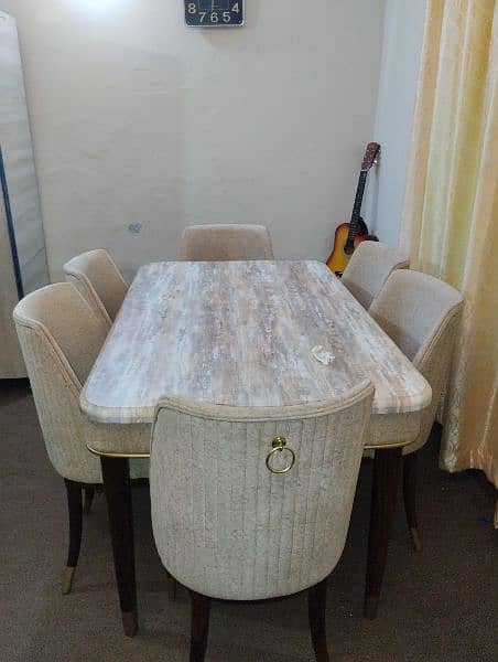 dining table/ 6 seater dining table/ velvet poshish dining 1