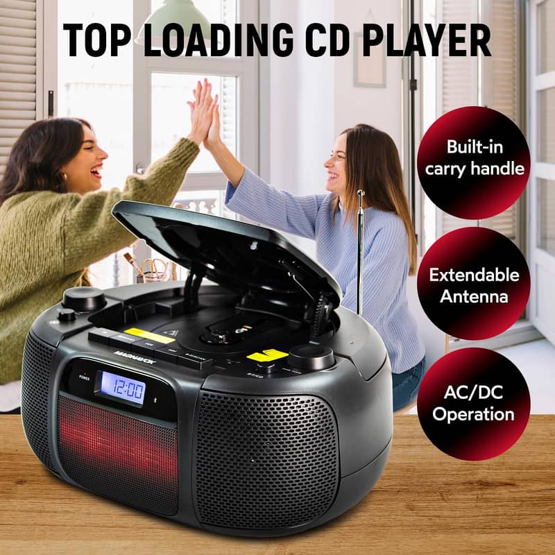 Magnavox Portable Top Loading CD Boombox with Digital AM/FM 3