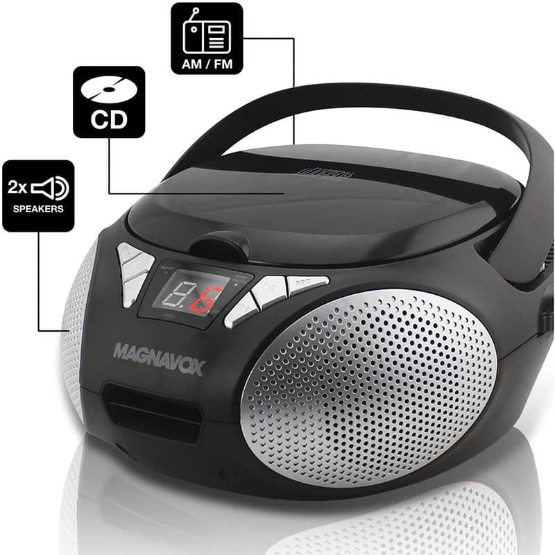 Magnavox Portable Top Loading CD Boombox with Digital AM/FM 10