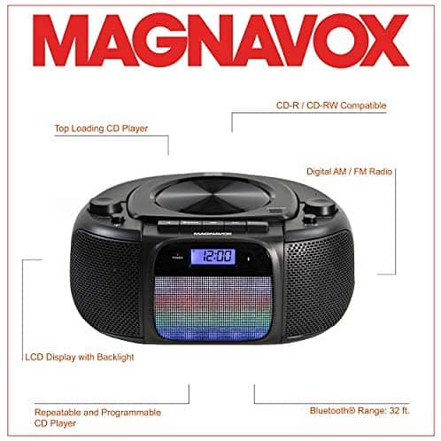 Magnavox Portable Top Loading CD Boombox with Digital AM/FM 12