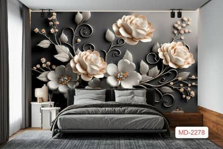 3D Wall Paper Wallpanels Wpc Panels Wood floor Blinds Marblr sheets