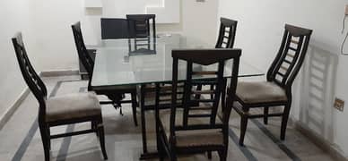 chinioti Dining table with 6 chairs used but new urgent sale