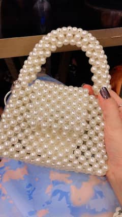 white beaded bag