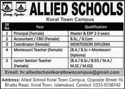Female Faculty Required for all our campuses- Read Ad