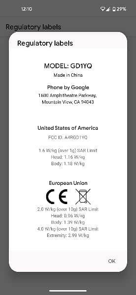 Google pixel 5/5G memory 6/128 6