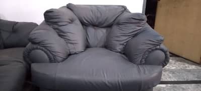 Black Leather Sofa Set