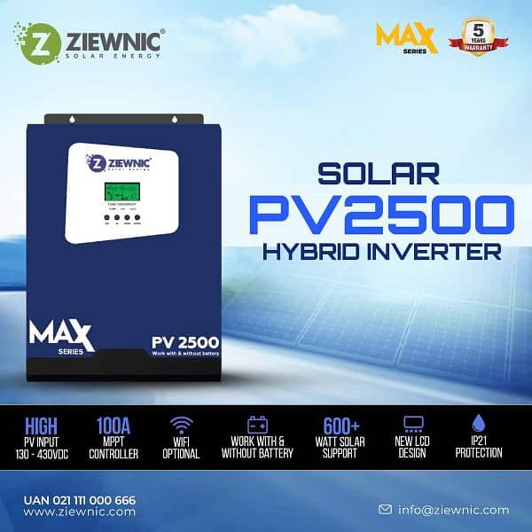 Ziewnic PV2500 Max 1.7Kva Solar Hybrid Inverter 0