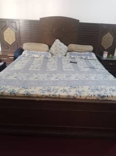 King bed with showcase and cupboard