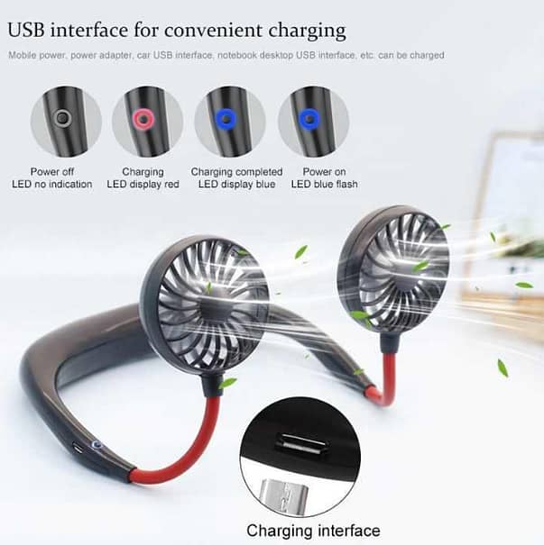 Hand Free Sports Dual Fan Portable Neck Fan 4