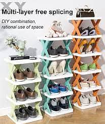 Folding Shoes Rack, Plastic Adjustable Shoe Rack