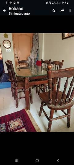 glass top 6 chairs dining table