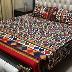 three piece crystal cotton printed double bed sheet