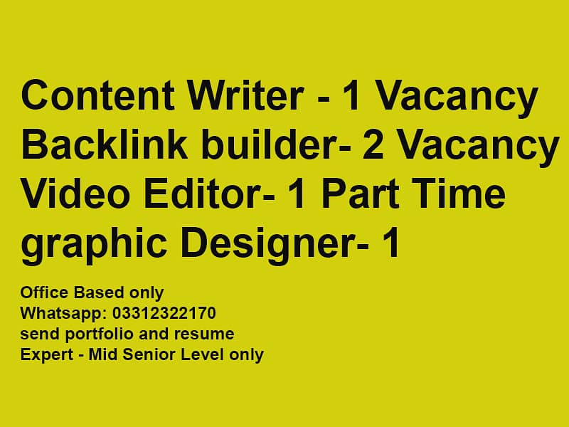 Content Writer/Backlink Builder/ Video Editor/Graphic Designer 2