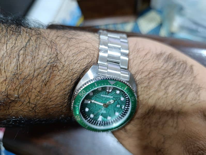 Submariner Style FoxBox Heavy Duty Green bezel watch with box n papers 3