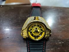 Buggati Styled ZForce Unique Gold Plated Stone Studded Driving Watch