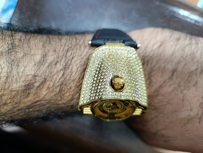 Buggati Styled ZForce Unique Gold Plated Stone Studded Driving Watch 11