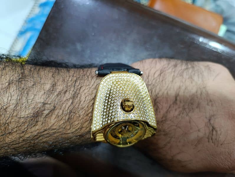 Buggati Styled ZForce Unique Gold Plated Stone Studded Driving Watch 13