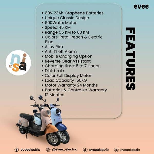 Evee Nisa Electric scooty 2024 Model New Zero Meter 11