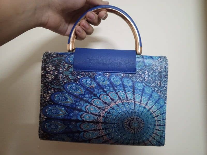 little hand bag in beautiful blue design 1