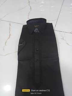 Collar Black Gents shalwar Kameez With karahi