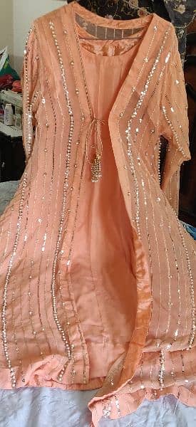 maxi gown peach and navy blue coler peach is the duble maxi 3