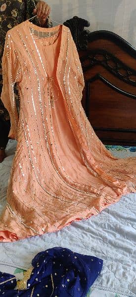 maxi gown peach and navy blue coler peach is the duble maxi 4