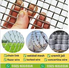 Chain link fence Razor wire Barbed wire Security mesh welded jali pipe