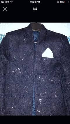 Blue embroidered Wedding coat 0