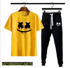 2 PCs men's polyester printed track suit