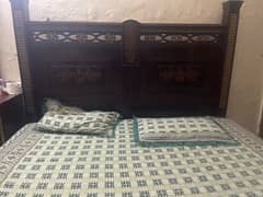 solid wooden bed and dressing