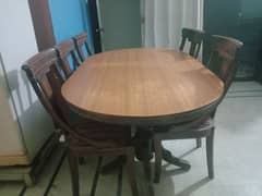 wooden dinning table with 6 chairs