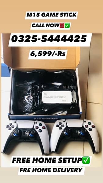 M15 Game Stick 4K Console 64GB 2 Wireless Controllers 20000 Games by 1