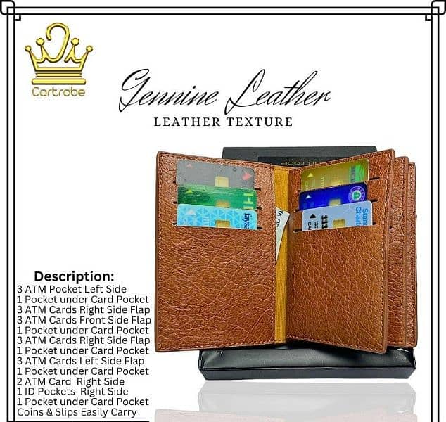 Pure Leather LONG & POCKET Wallets 100% Original 14