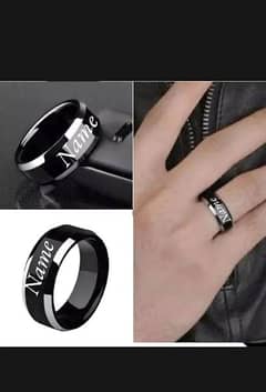 Customize black name ring with gift box High Quality stainless steel.