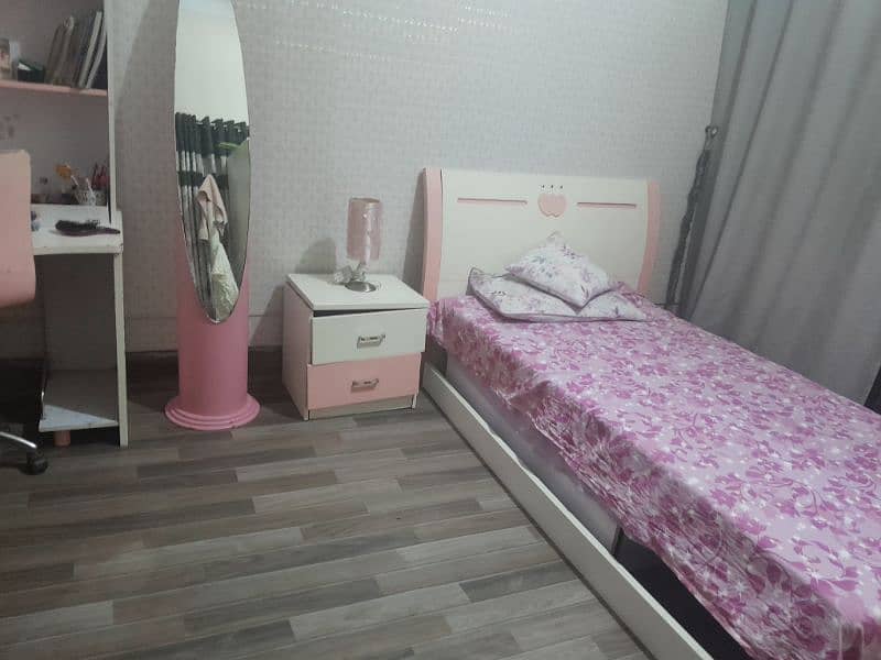 single bed with mattress and side table 2