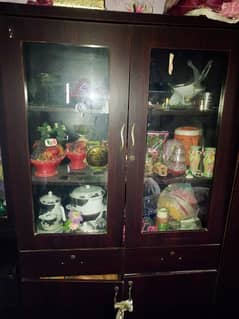 one crockery Wardrobe Almari for sale, condition used but not that muh