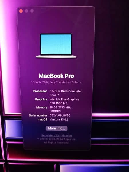 Macbook Pro 2017 16gb ram 512gb storage 0