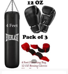 punching bag with gloves bandages
